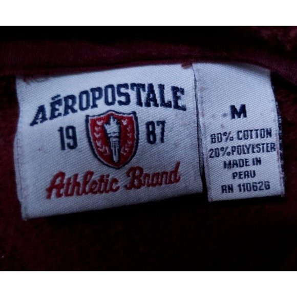 Aeropostale Medium Maroon Red Daytona Beach Heavyweight Spellout Hoodie - Picture 11 of 11
